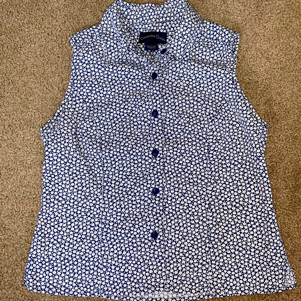 Chapter Club - button down sleeveless, floral top